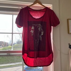 Zion Rootswear Women's Maroon Graphic Scoop Neck Tee Bob Marley